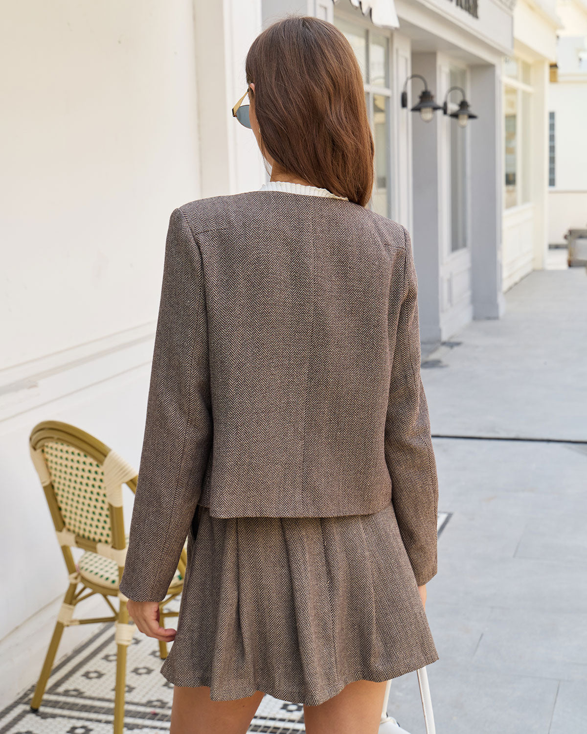 Brown Button Pockets Jacket
