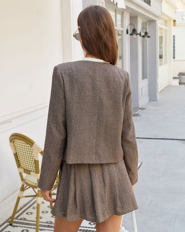 Brown Button Pockets Jacket