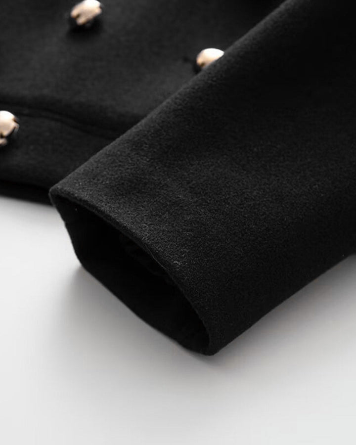 Black Double Breasted Loose Jacket