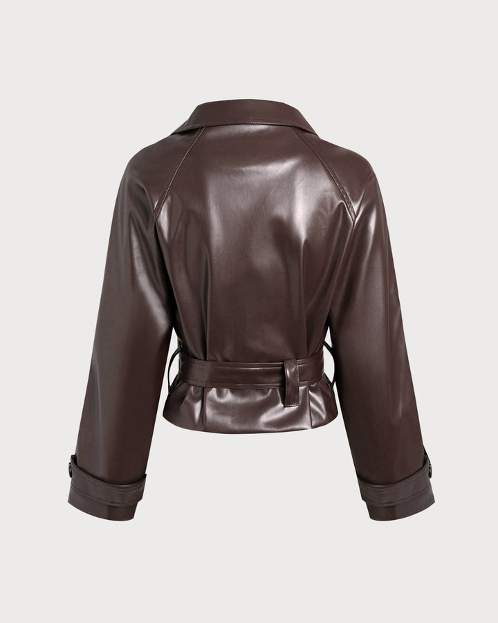 Coffee Faux Leather Jacket