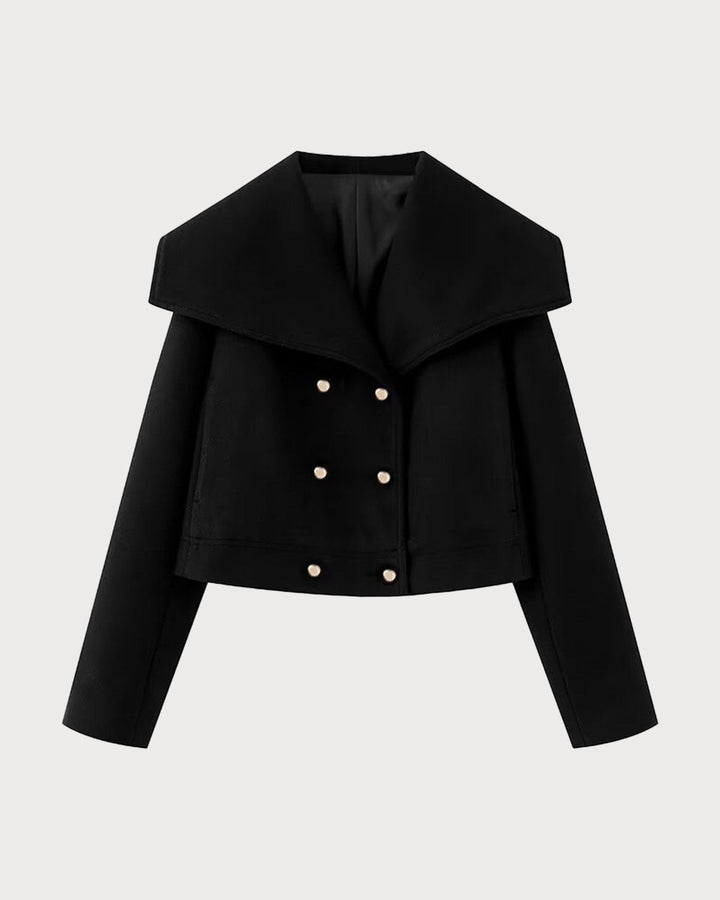 Black Double Breasted Loose Jacket