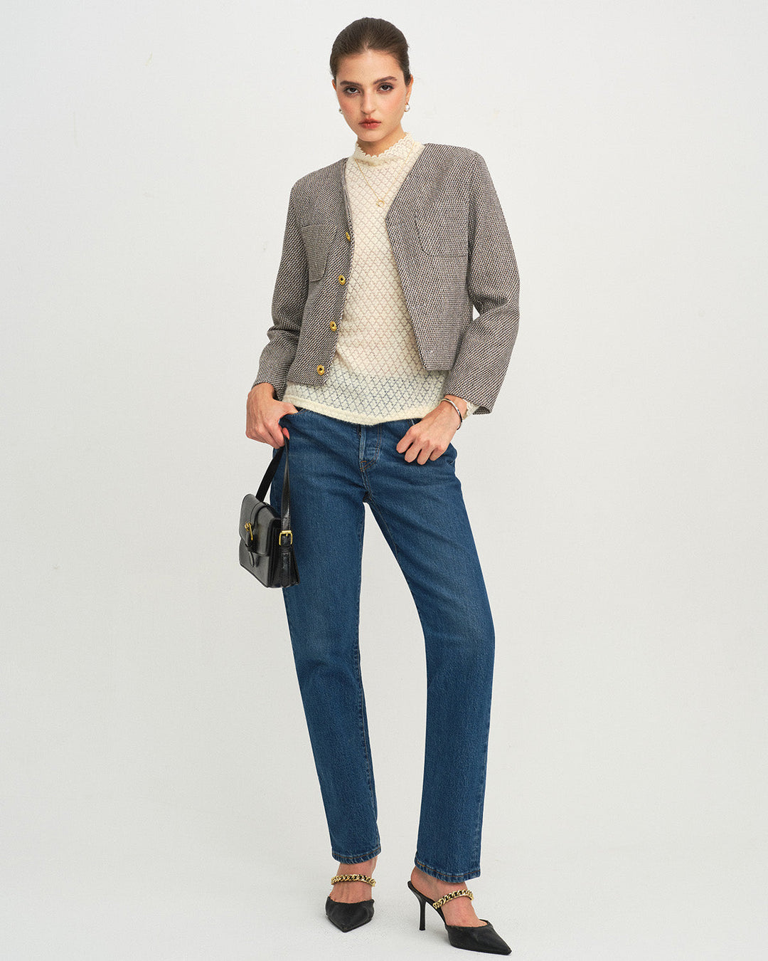 Brown Single Breasted Casual Jacket