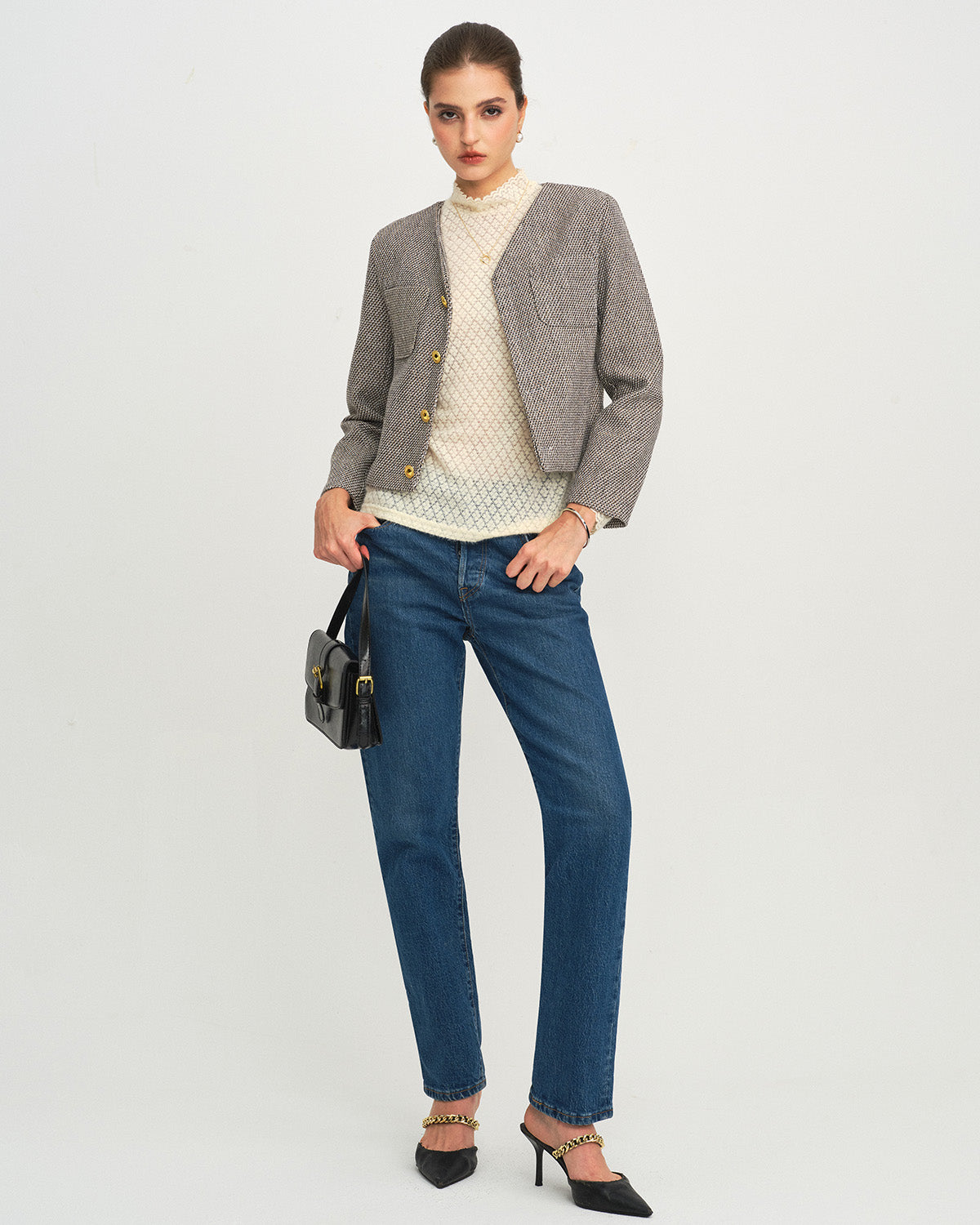 Brown Single Breasted Casual Jacket