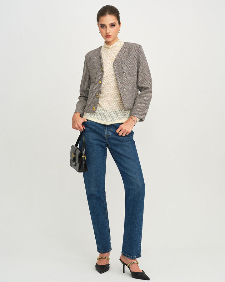 Brown Single Breasted Casual Jacket