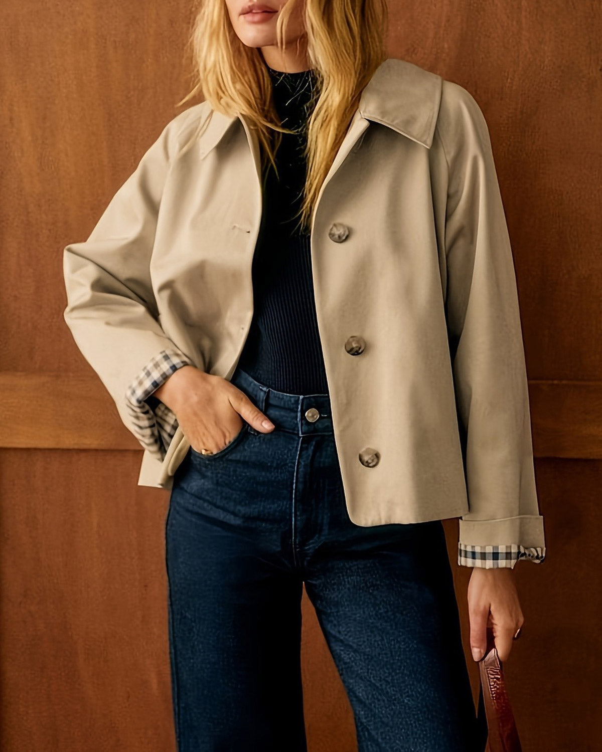 Khaki  Contrasting Pocket Jacket