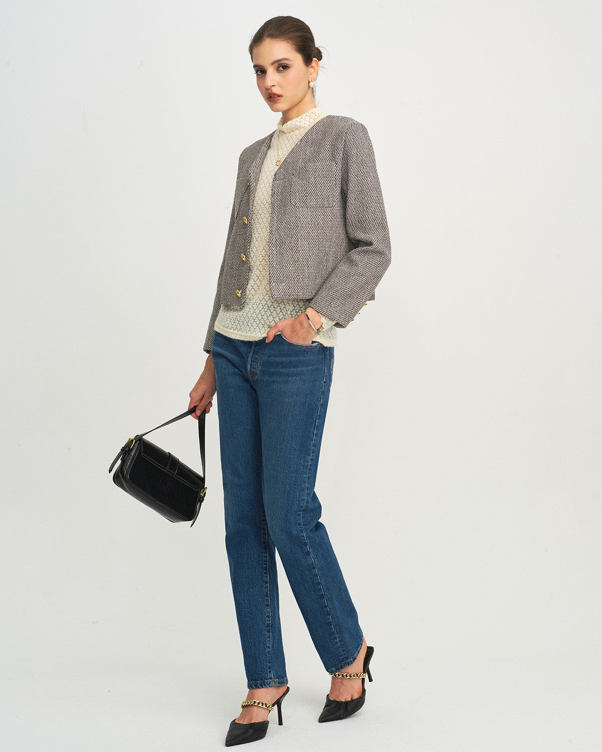 Brown Single Breasted Casual Jacket