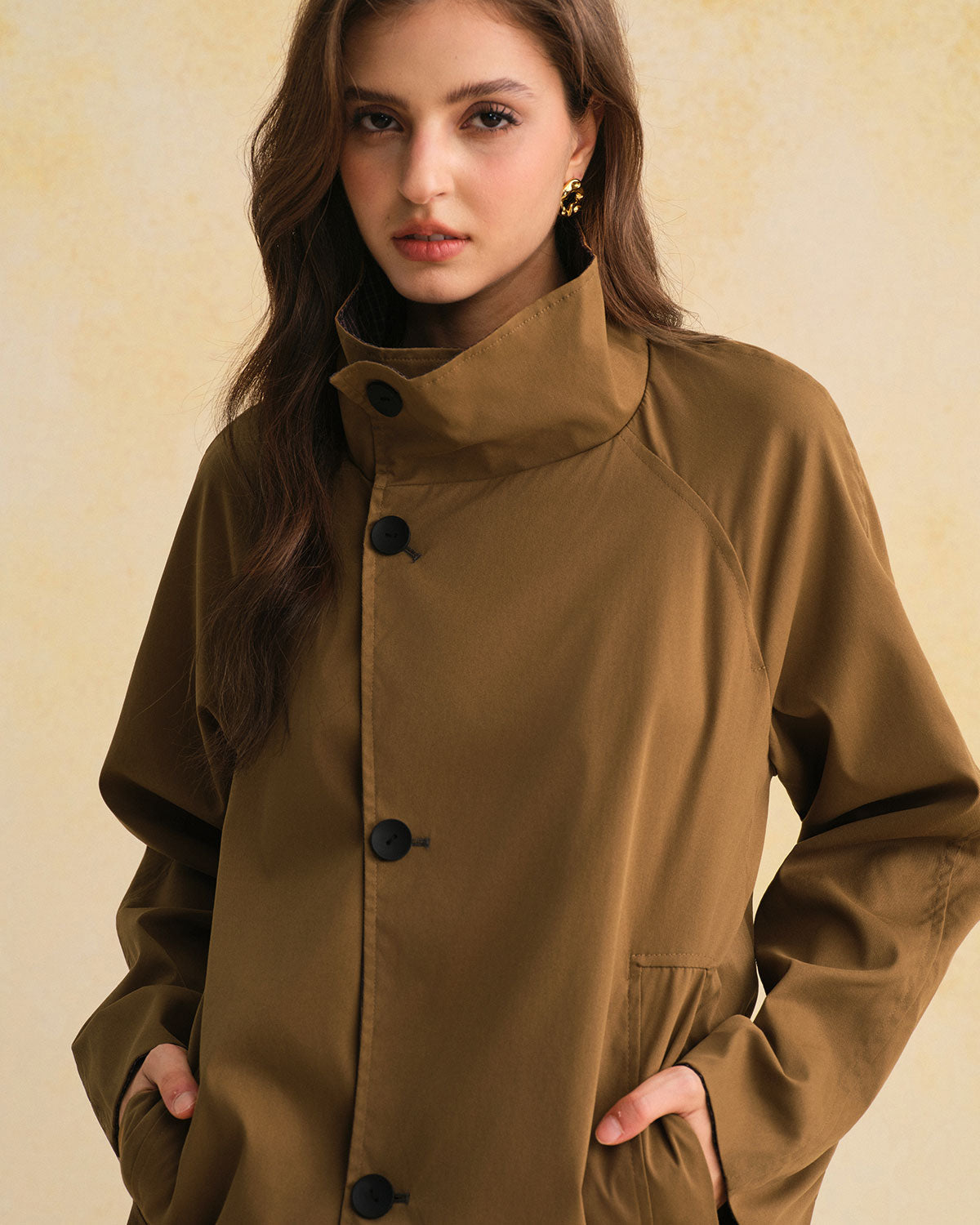 Khaki Single Breasted Reversible Jacket