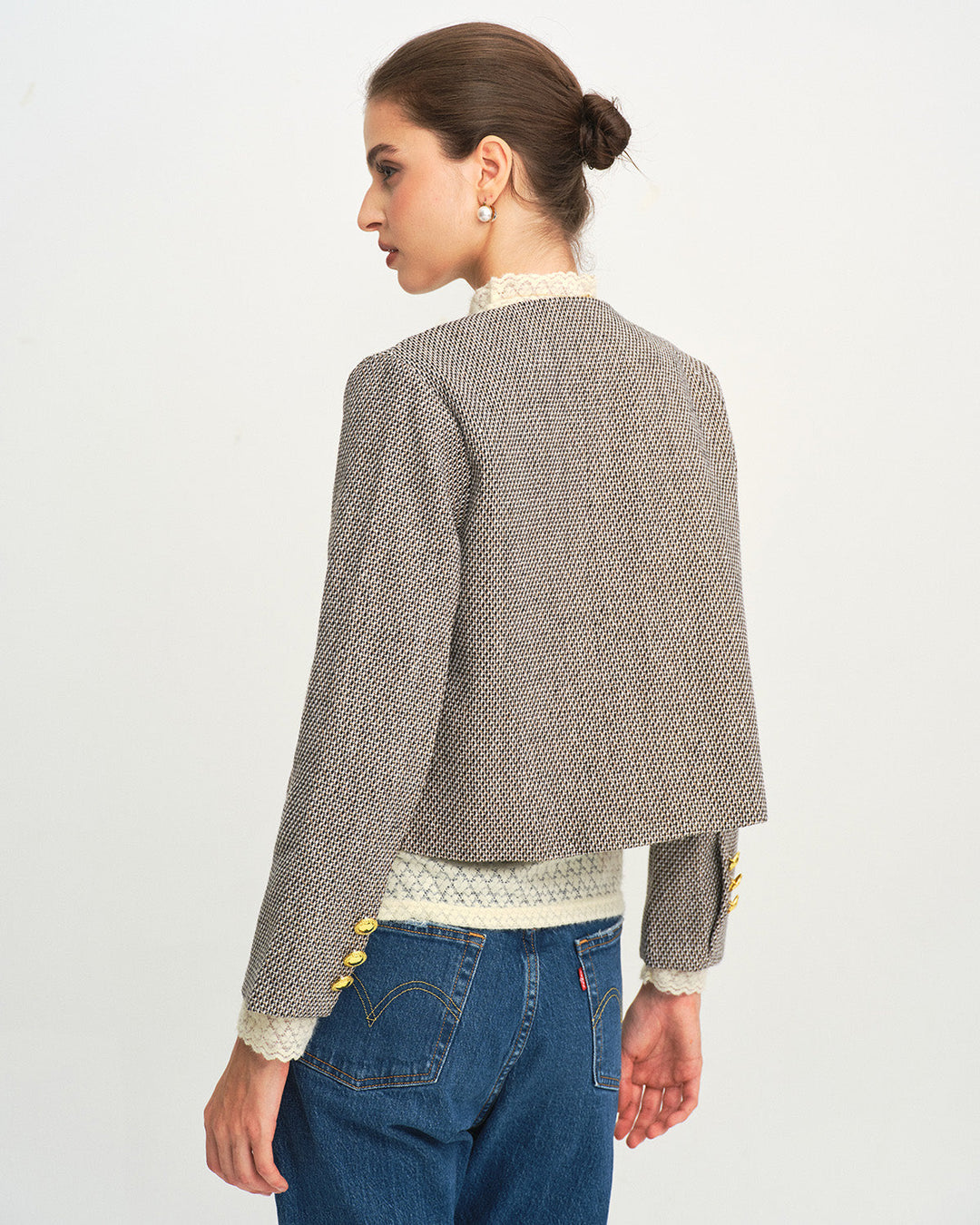 Brown Single Breasted Casual Jacket