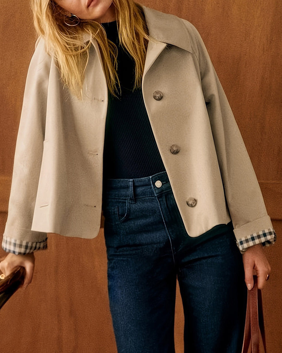 Khaki  Contrasting Pocket Jacket