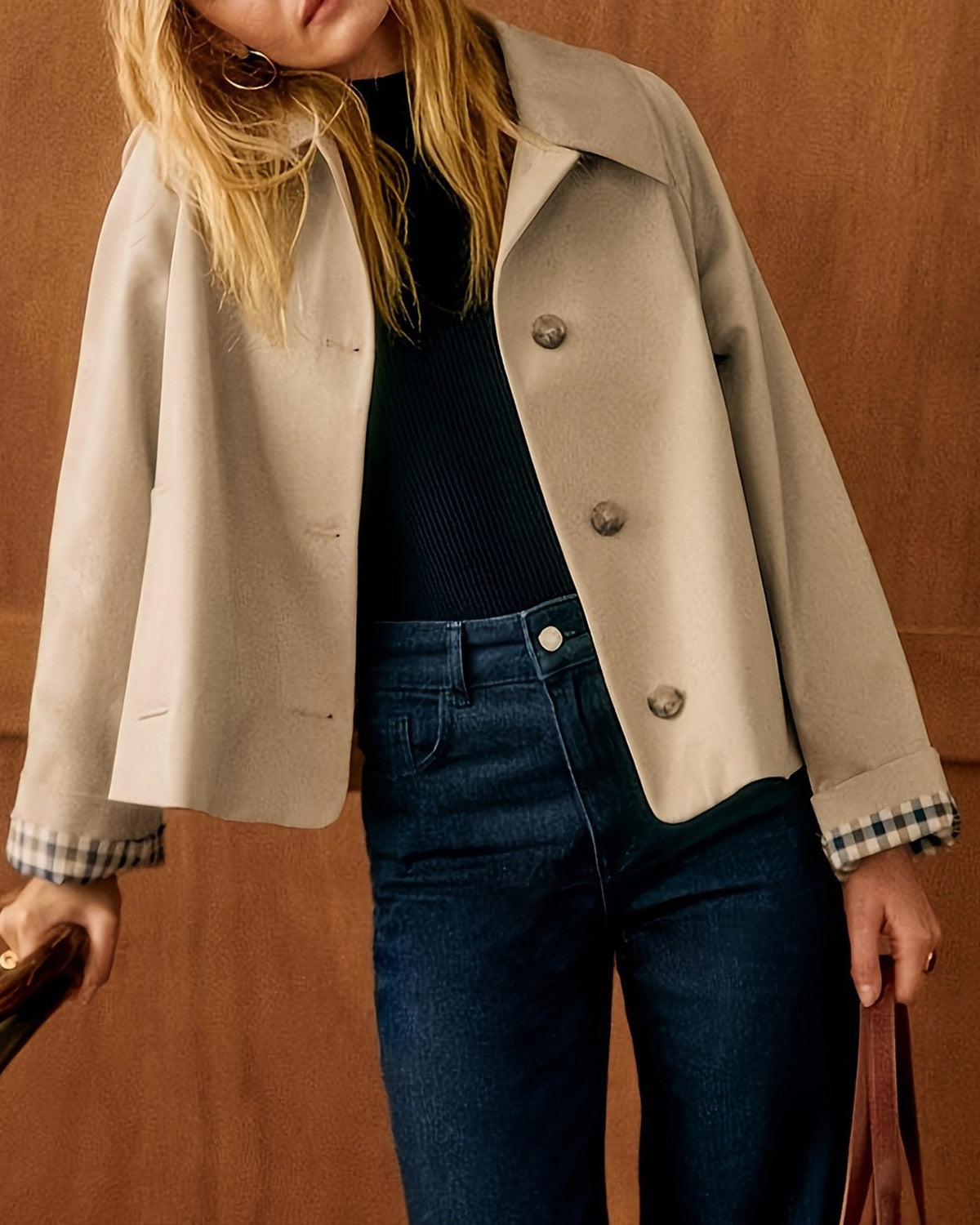 Khaki  Contrasting Pocket Jacket