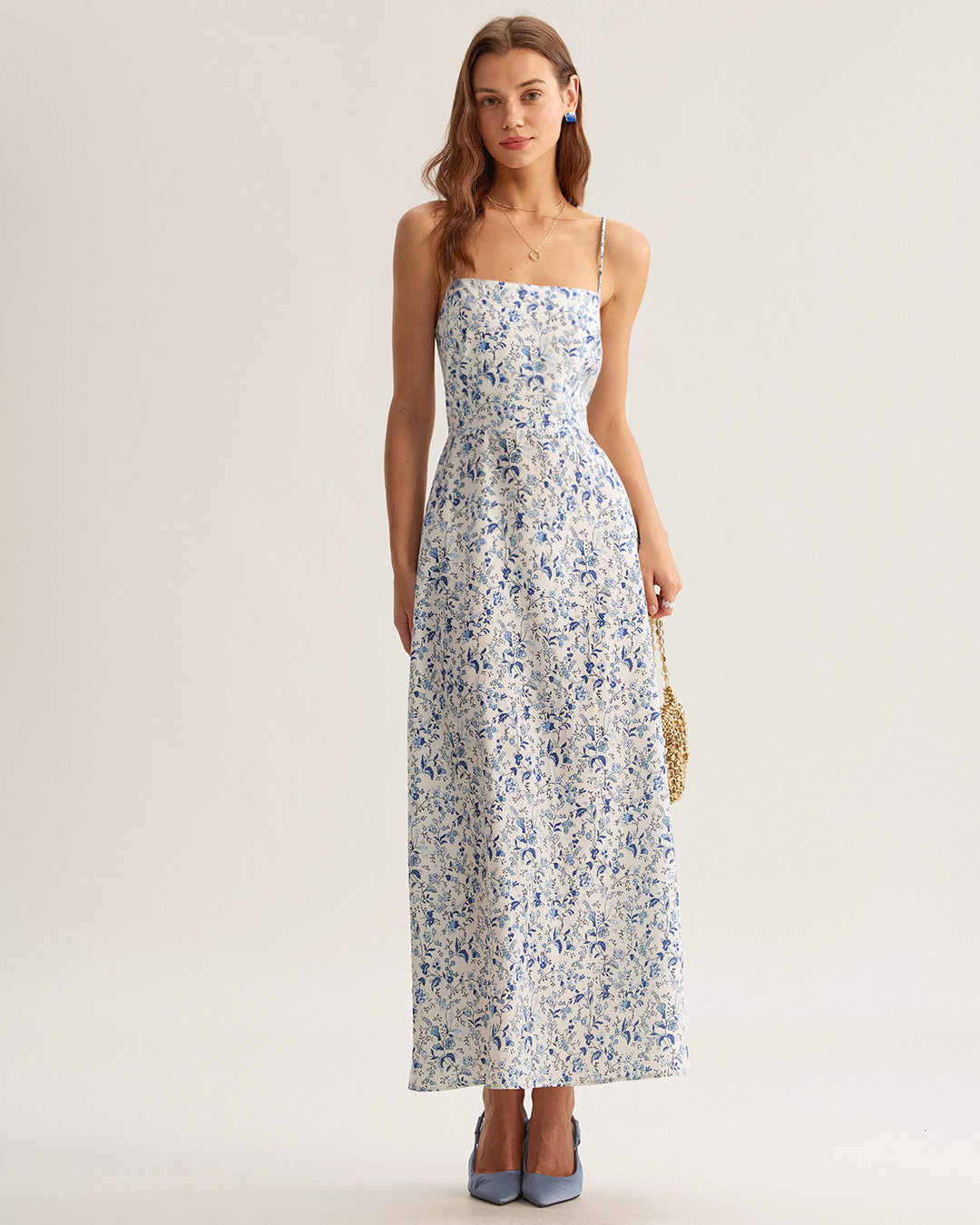Blue Floral Slip Maxi Dress