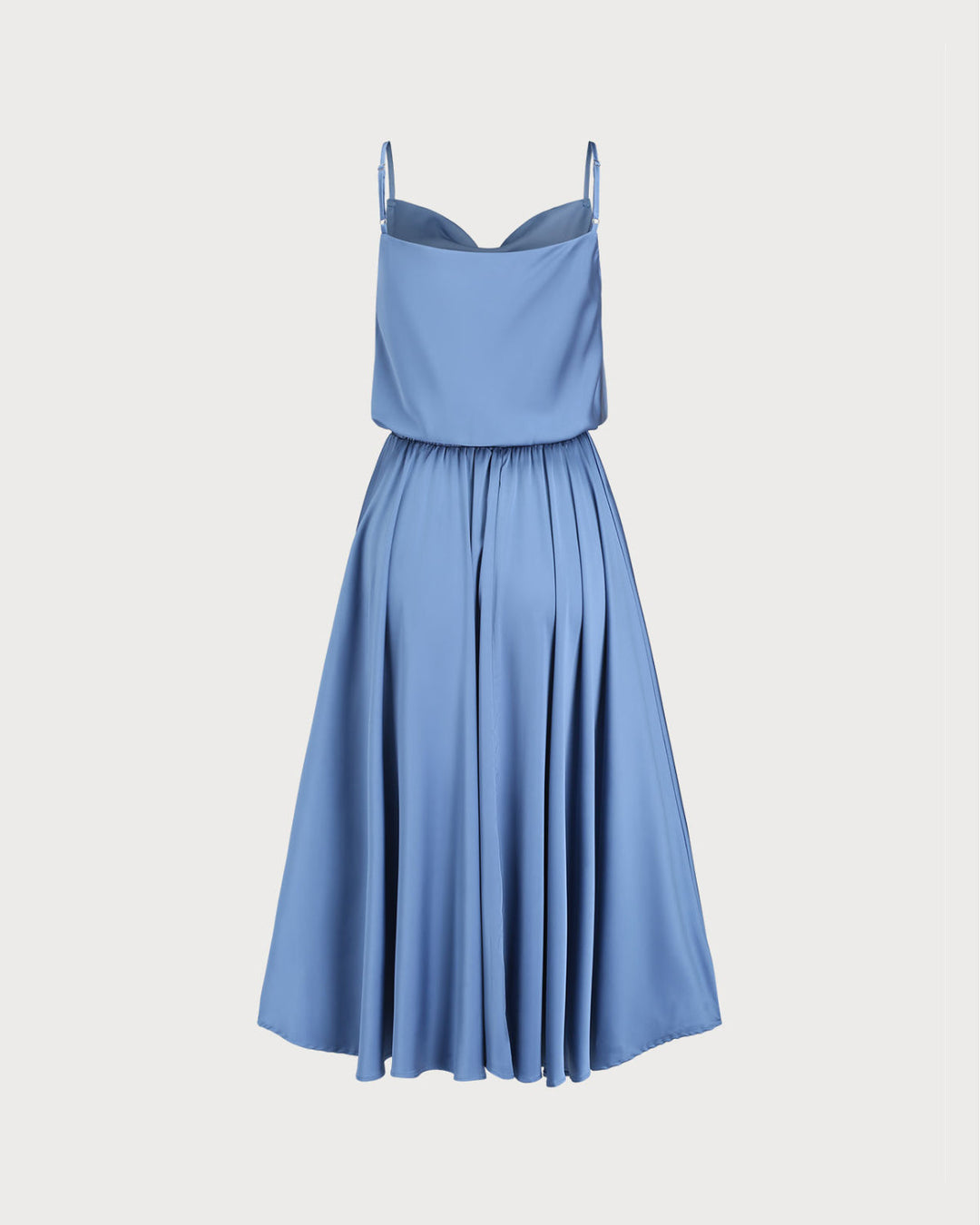 Blue Cowl Neck Slip Midi Dress