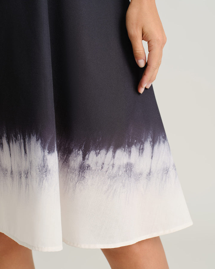 Black Contrast Square Neck Slip Midi Dress