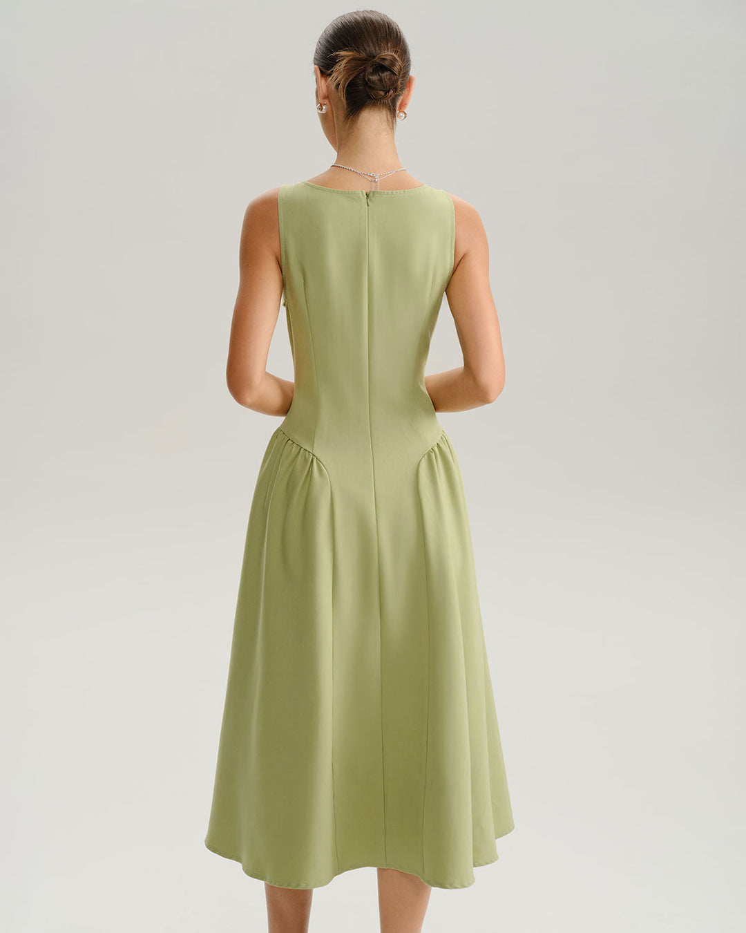 Green Sweetheart Neck Slip Midi Prom Dress