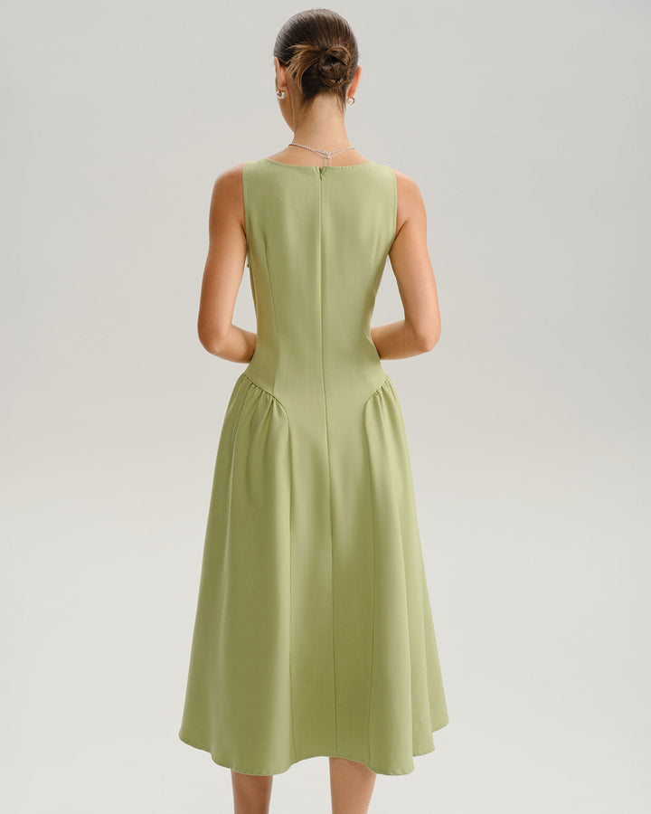 Green Sweetheart Neck Slip Midi Prom Dress