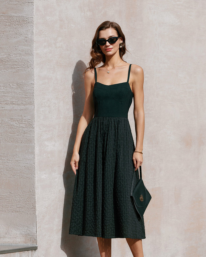 Black Sweetheart Neck Slip Midi Dress