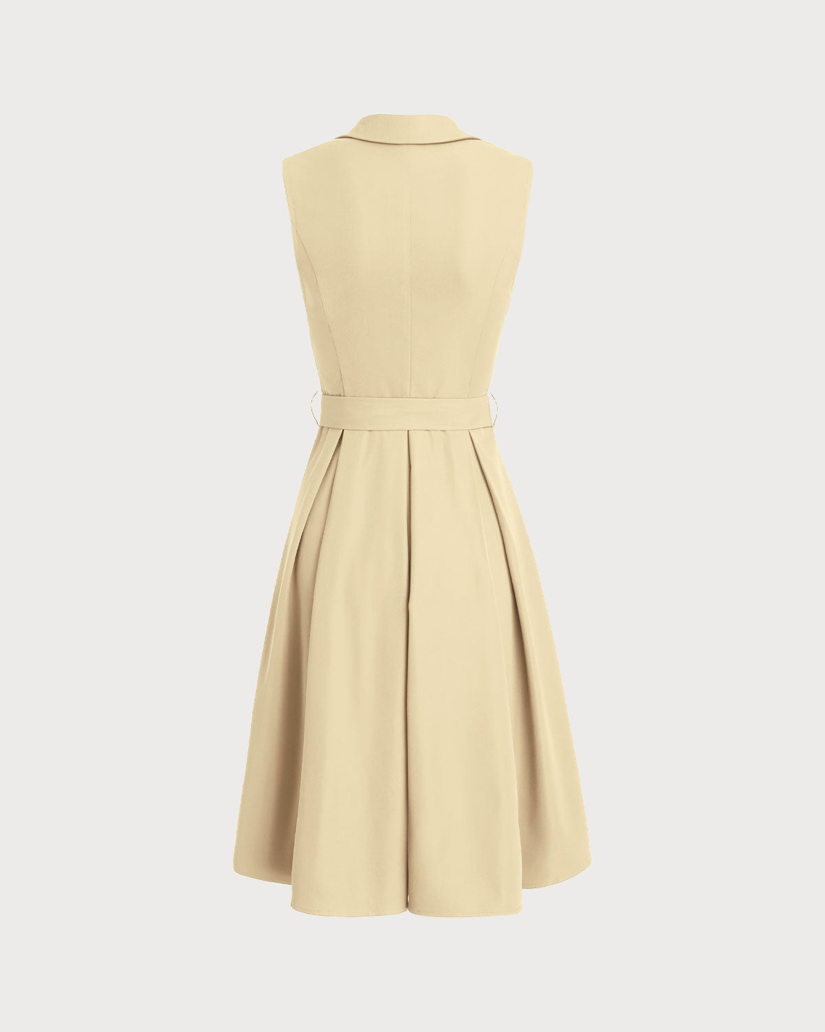 Apricot Button Sleeveless Midi Dress