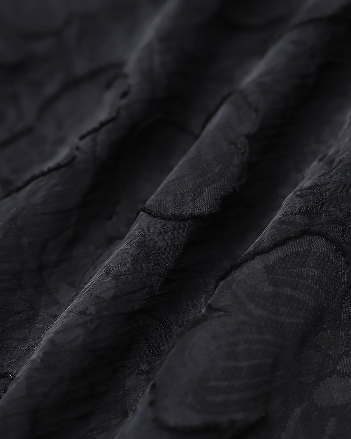 Black Square Neck Puffed Sleeve Midi Dress