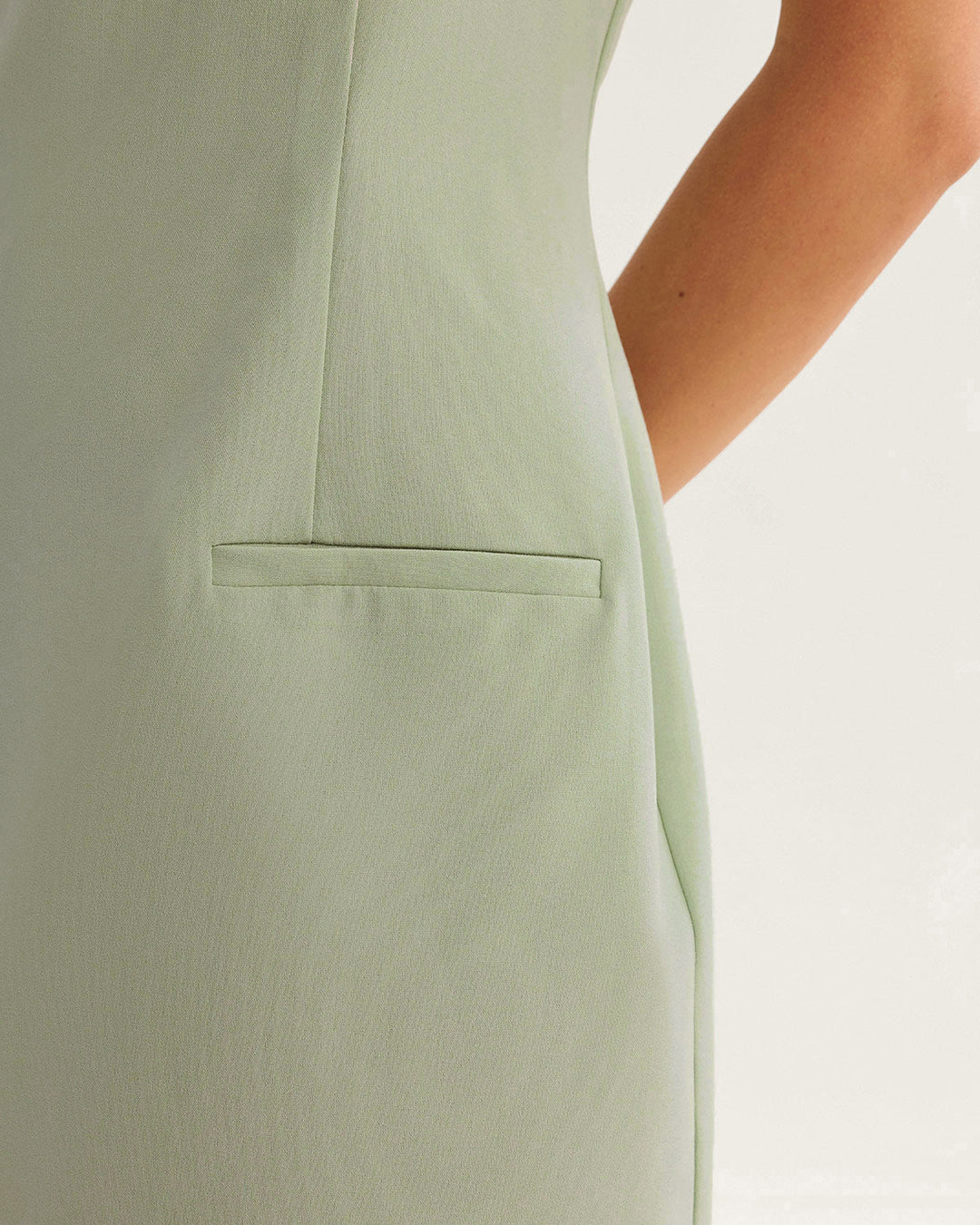 Green Square Neck Slip Mini Dress