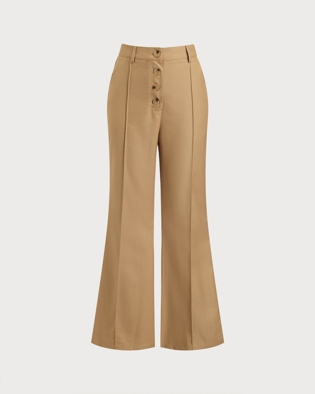 Khaki Natural Waisted Pocket Flared Pants