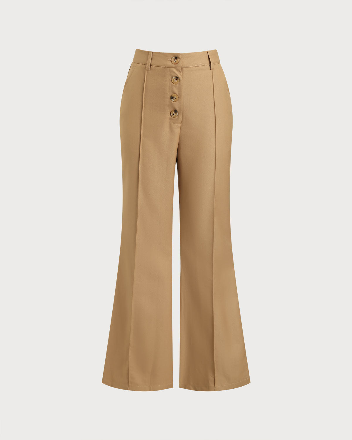 Khaki Natural Waisted Pocket Flared Pants
