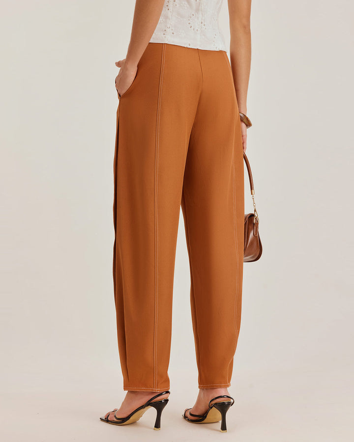 Brown Pegged Straight Pants