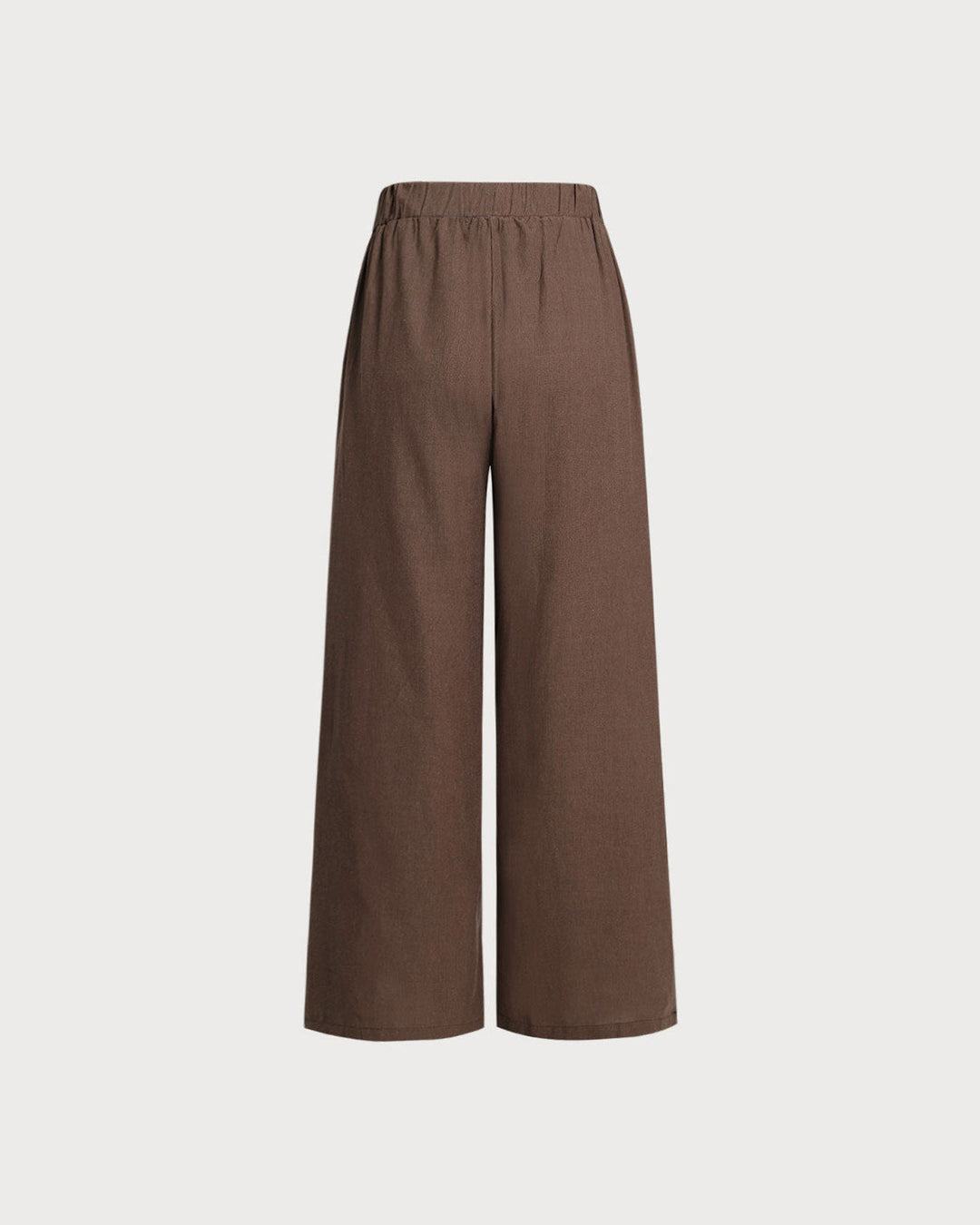 Coffee Elastic Waist Wide Leg Pants
