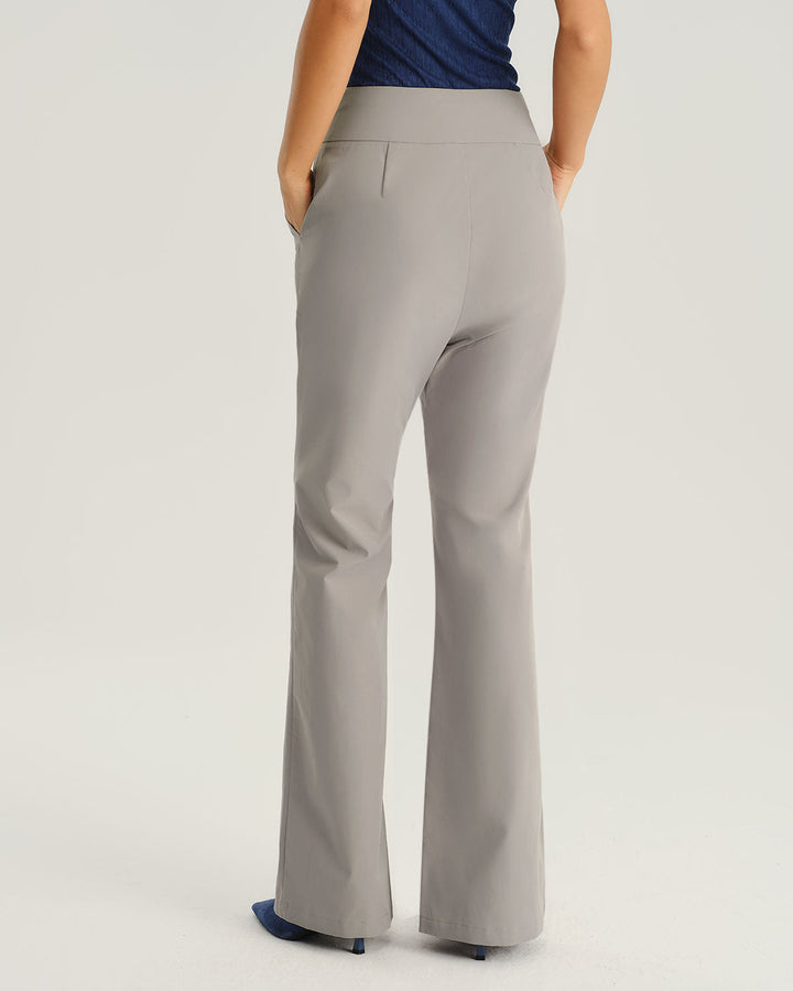 Grey High Waisted Pocket Flared Pants