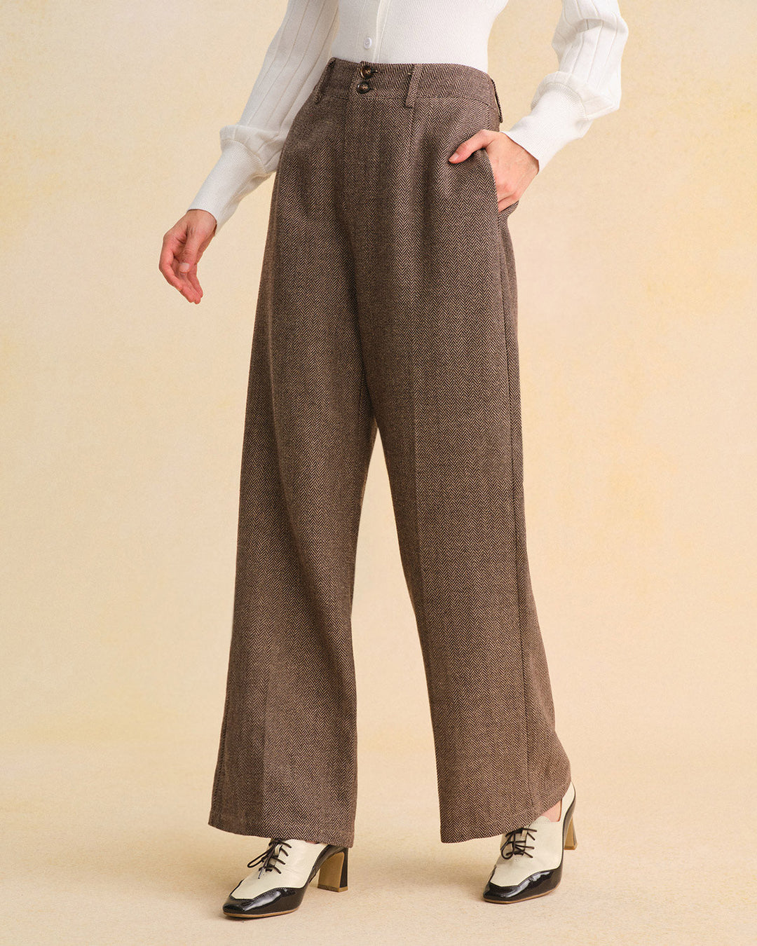 Brown Natural Waisted Straight Pants
