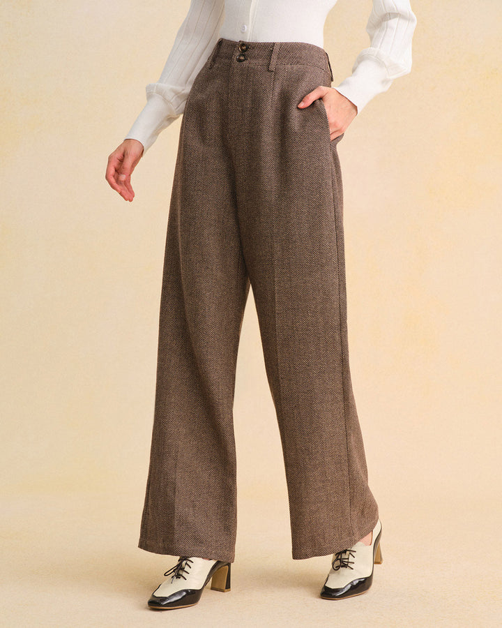 Brown Natural Waisted Straight Pants