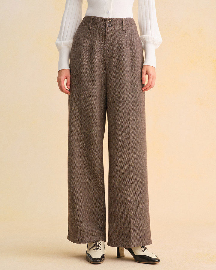 Brown Natural Waisted Straight Pants