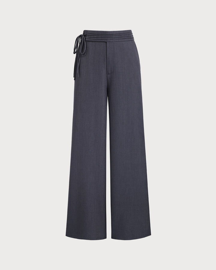 Grey Natural Waisted Straight Pants