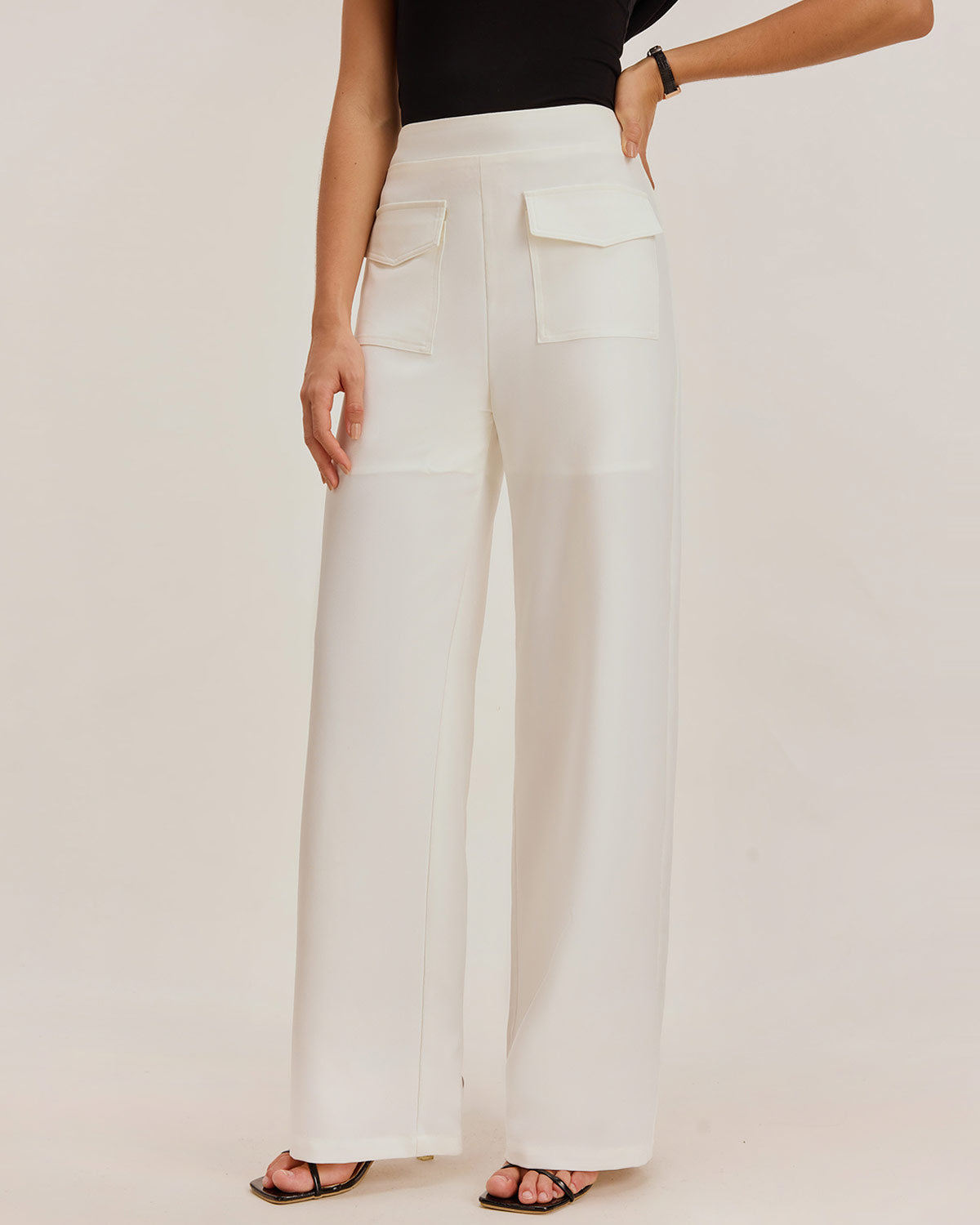 White Straight Pocket Pants