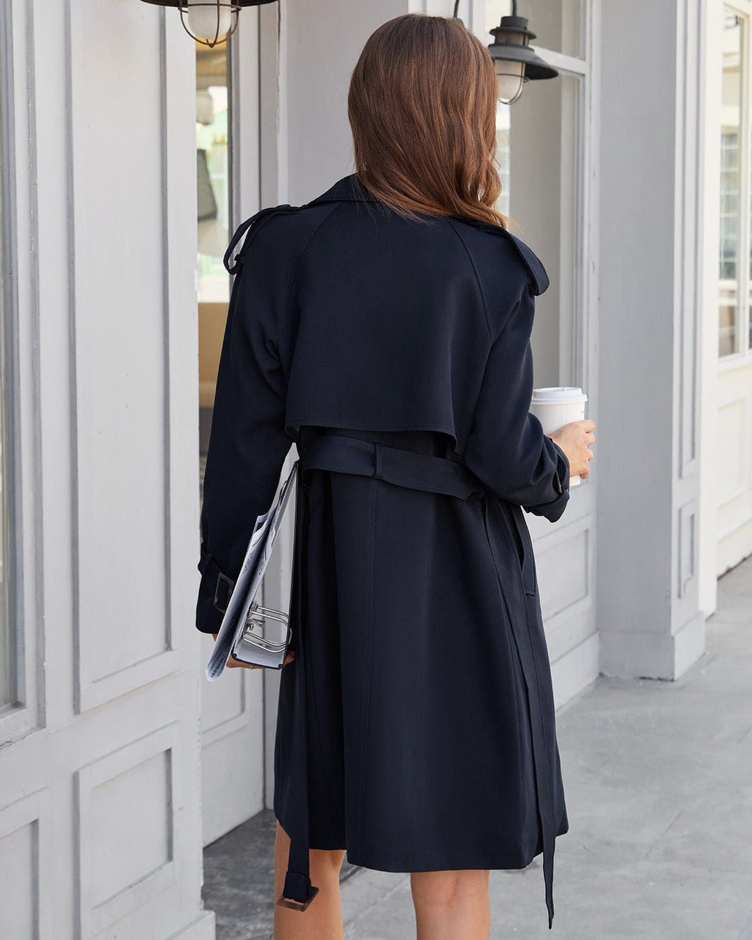 Navy Belted Trench Coat