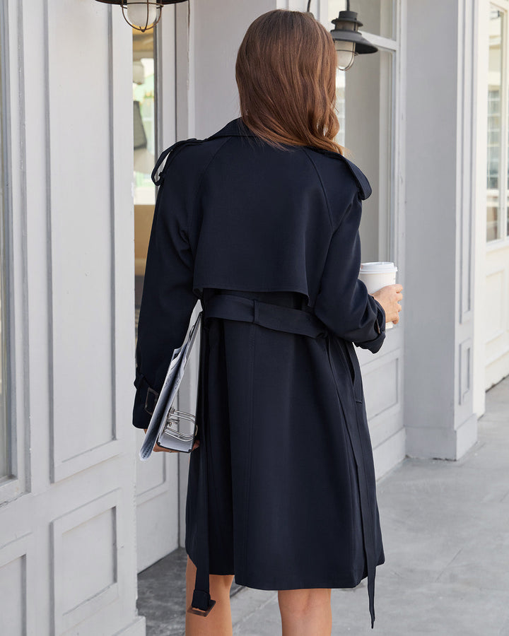 Navy Belted Trench Coat