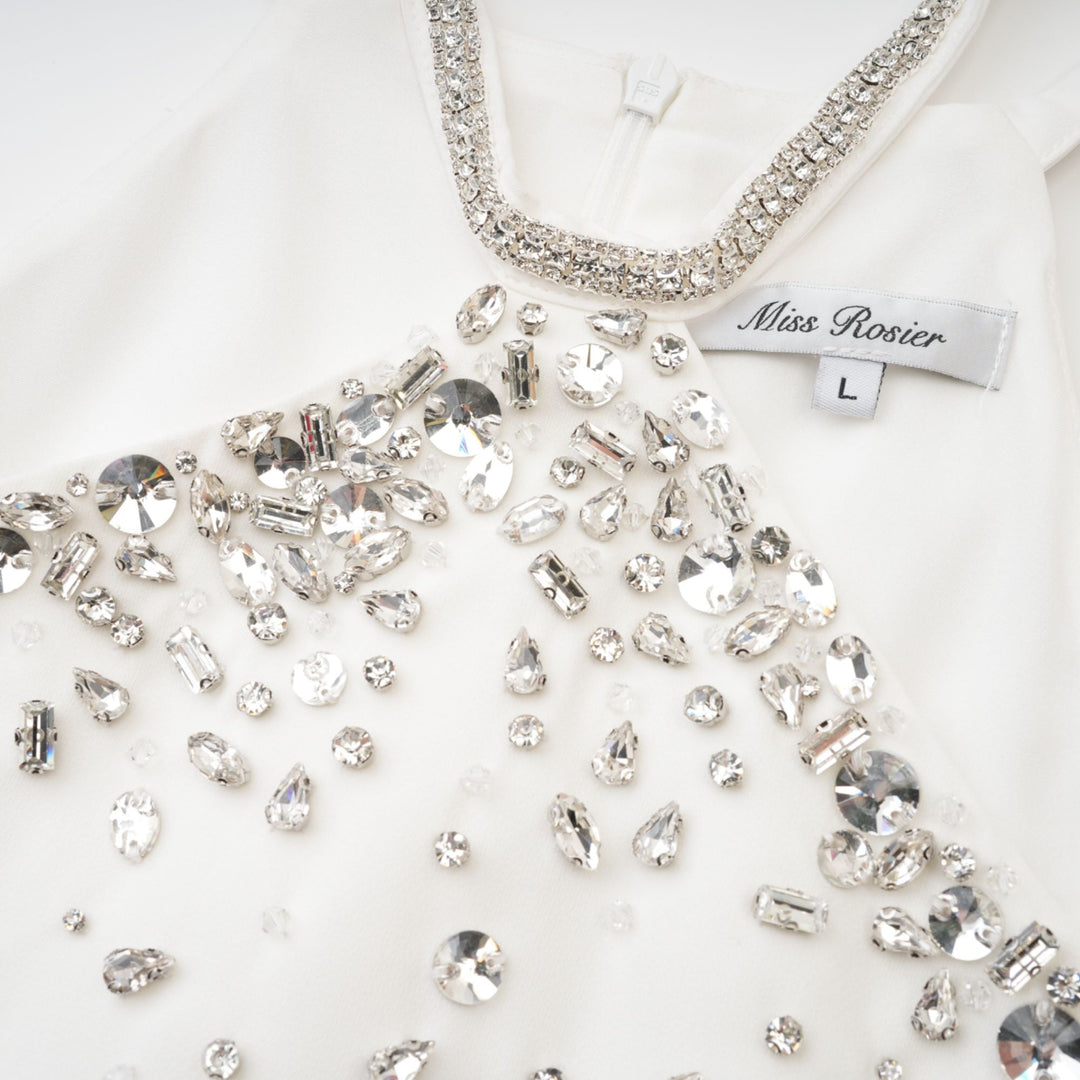 Avellia Liora White Embellished Mini Dress