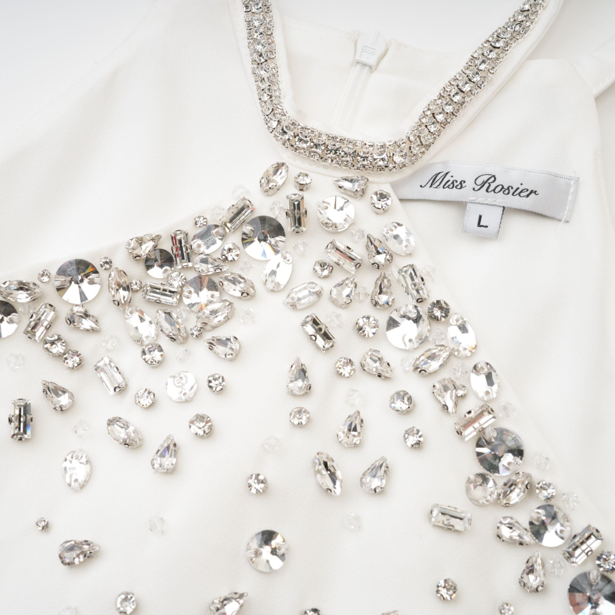 Avellia Liora White Embellished Mini Dress