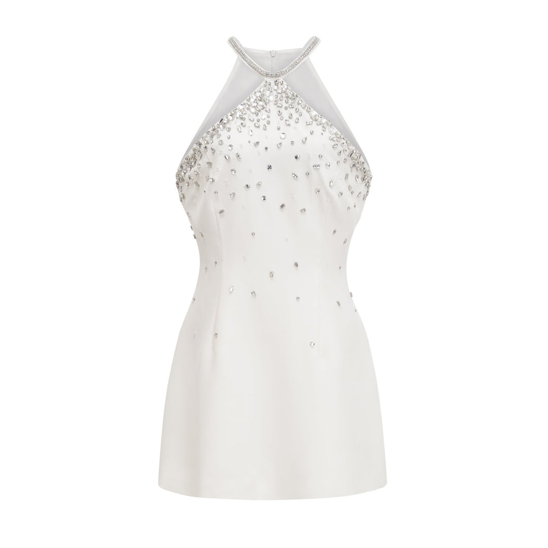 Avellia Liora White Embellished Mini Dress