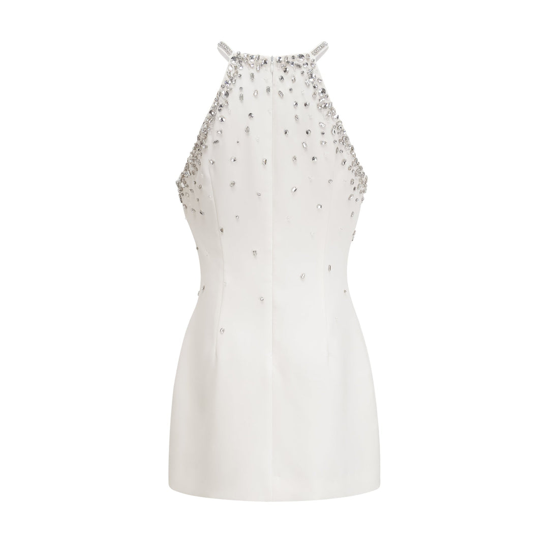 Avellia Liora White Embellished Mini Dress